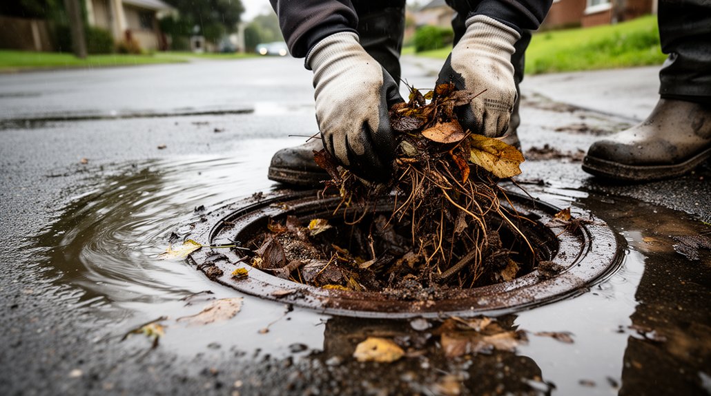 clearing stormwater drain blockage