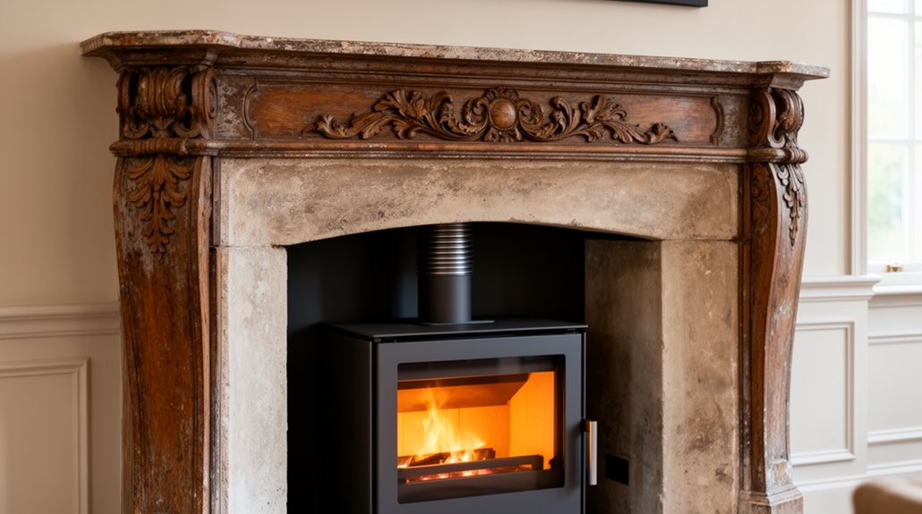 historic mantel stove integration
