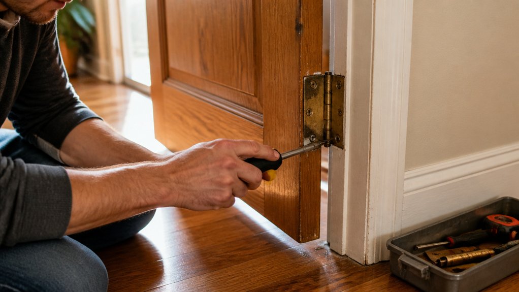 lubricate hinges tighten screws